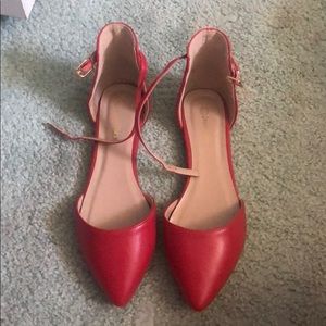 Red pointed toe flats